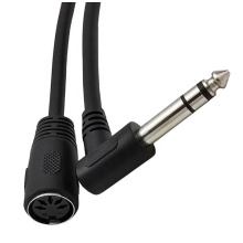MIDI 5pin DIIN Female to Left Angle 6.35MM Male TRS Stereo Audio Cable